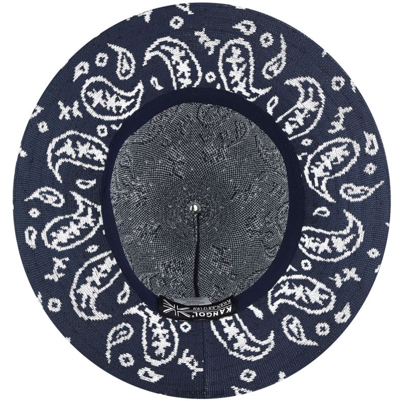 chapelaria | Kangol unissex azul escuro/branco paisley aba larga casual Z4880659
