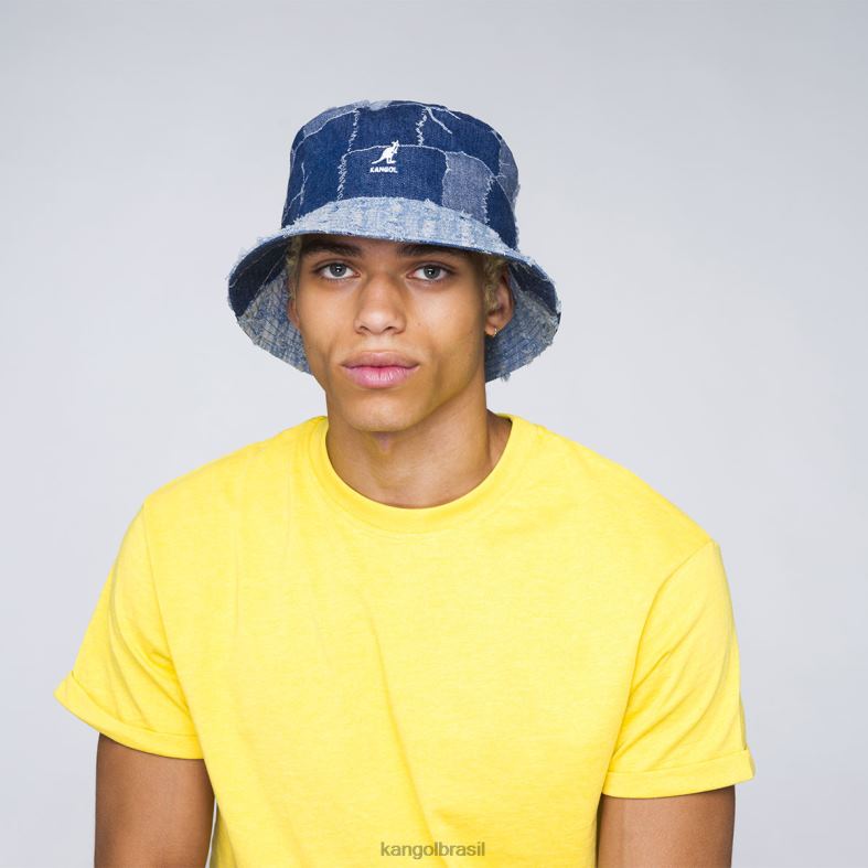 chapelaria | Kangol unissex azul médio balde de mashup de jeans Z4880503