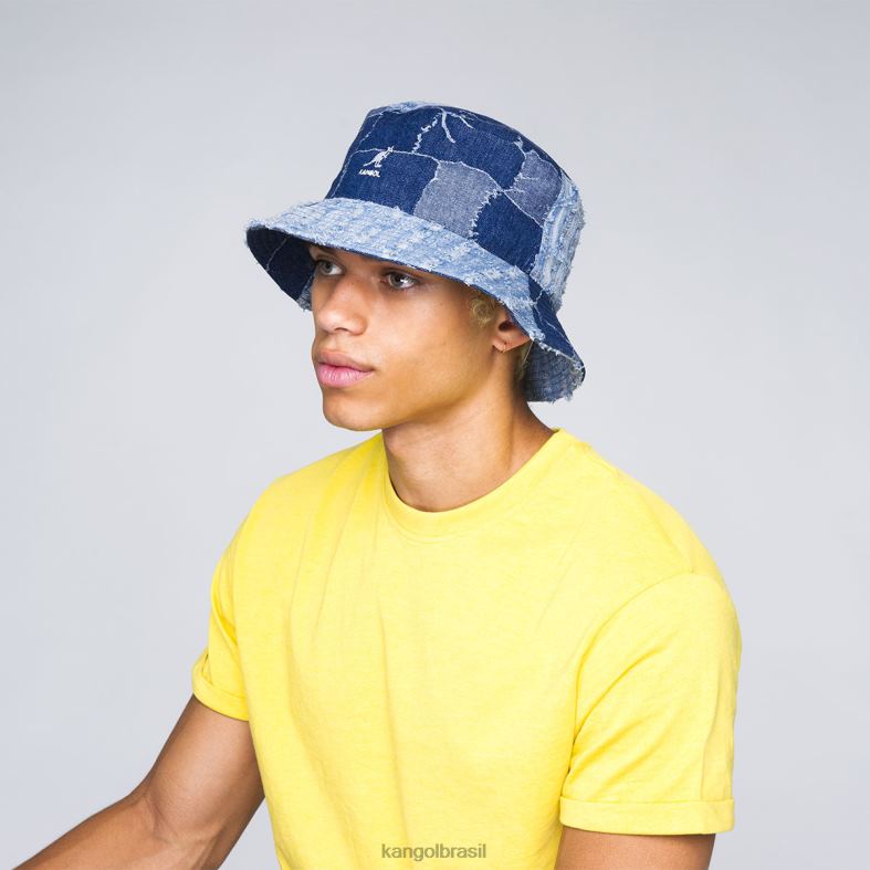 chapelaria | Kangol unissex azul médio balde de mashup de jeans Z4880503