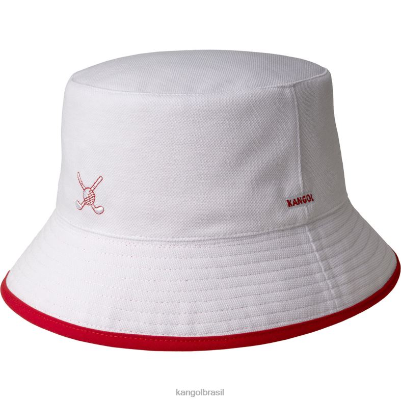 chapelaria | Kangol unissex branco/vermelho balde reversível de golfe Z4880469