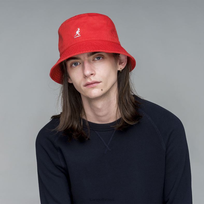 chapelaria | Kangol unissex brilho de cereja chapéu balde lavado Z4880589