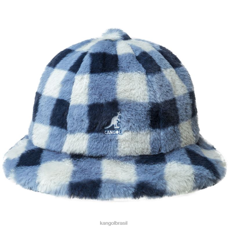 chapelaria | Kangol unissex cheque azul pele falsa casual Z4880702
