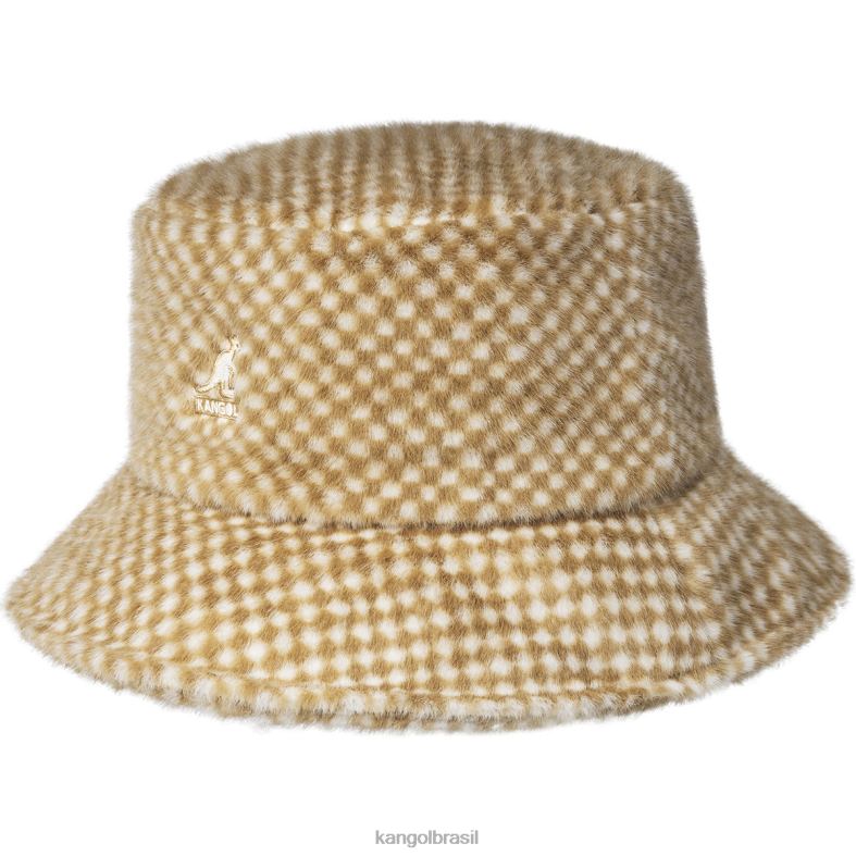 chapelaria | Kangol unissex cheque tan balde de pele falsa Z4880707