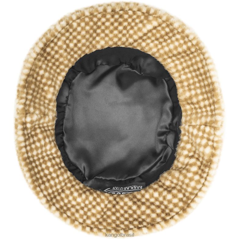 chapelaria | Kangol unissex cheque tan balde de pele falsa Z4880707