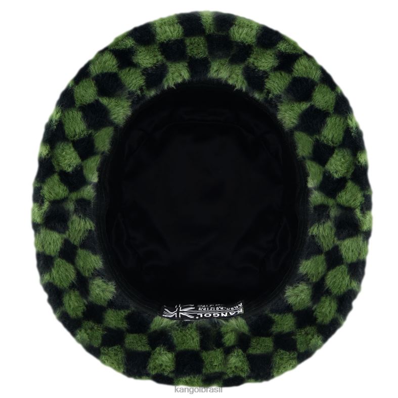 chapelaria | Kangol unissex cheque verde-oliva balde de pele falsa Z4880712