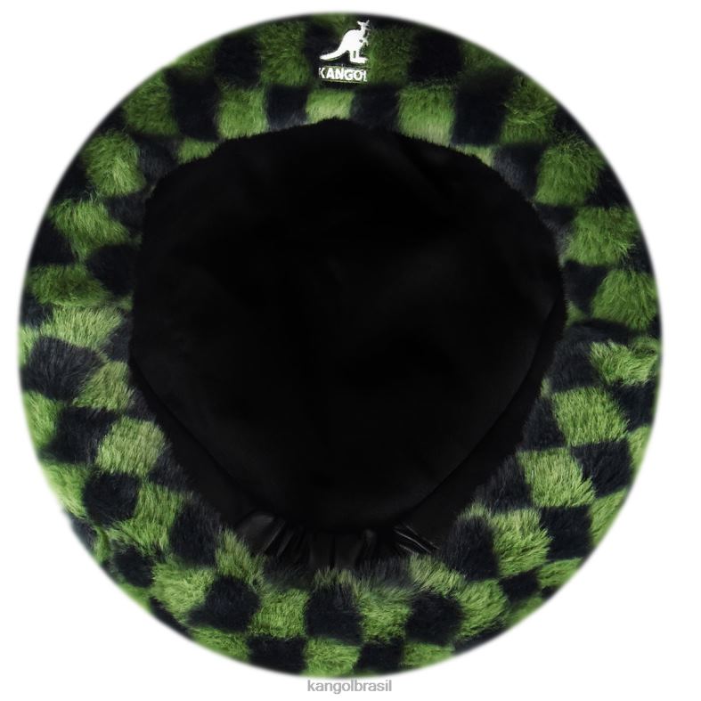 chapelaria | Kangol unissex cheque verde-oliva boina de pele falsa Z4880409