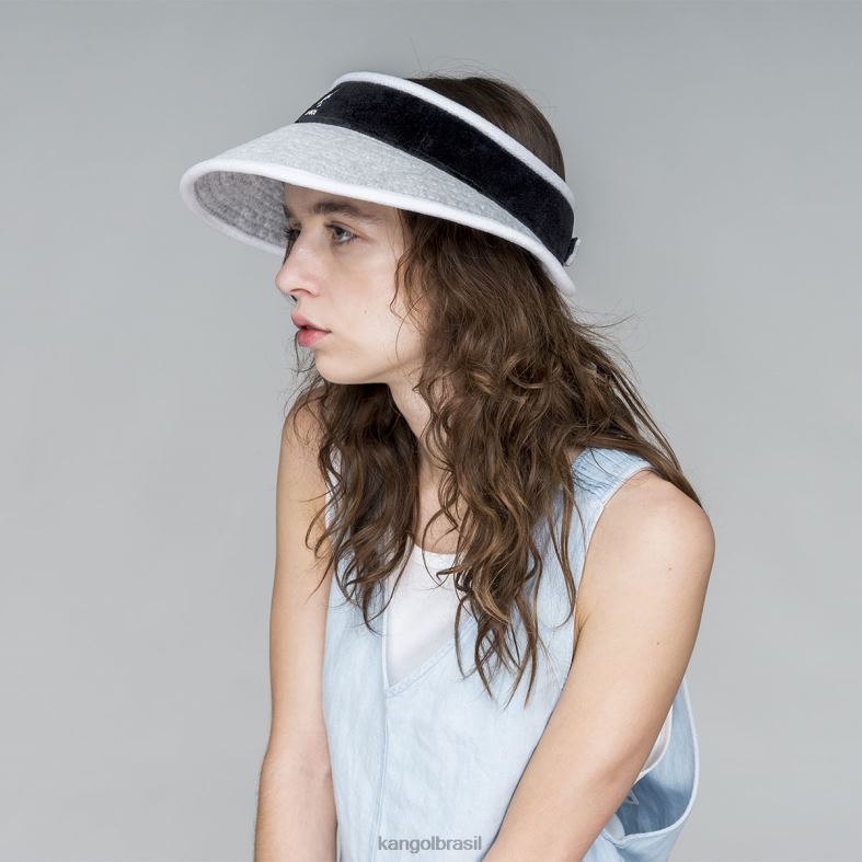 chapelaria | Kangol unissex cinzento Preto viseira lateral de praia Z4880910