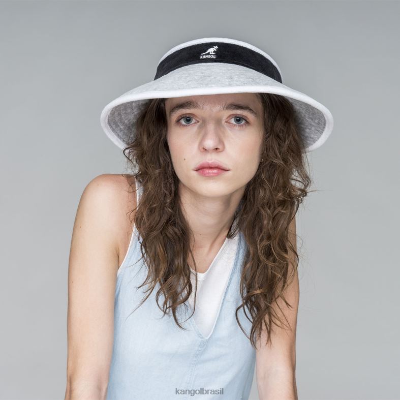 chapelaria | Kangol unissex cinzento Preto viseira lateral de praia Z4880910