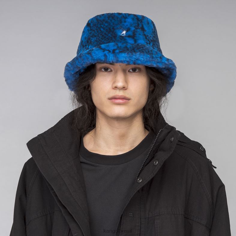chapelaria | Kangol unissex cobra azul balde de pele falsa Z4880711