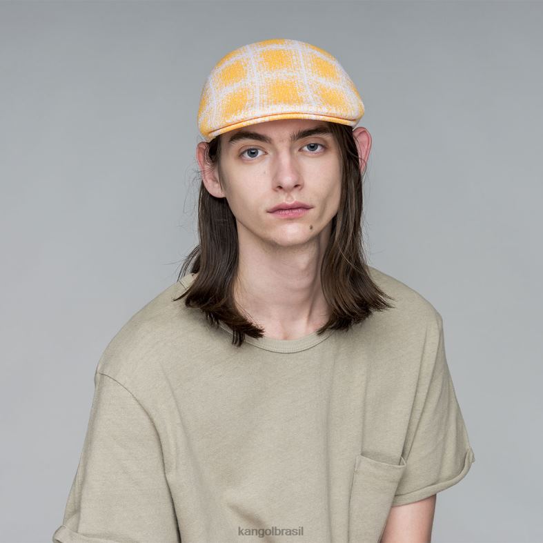 chapelaria | Kangol unissex damasco quente/branco xadrez grunge 507 Z4880230