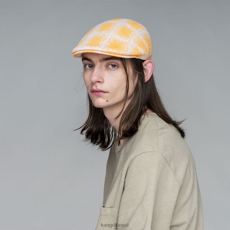 chapelaria | Kangol unissex damasco quente/branco xadrez grunge 507 Z4880230