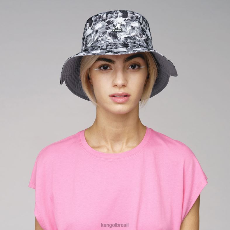 chapelaria | Kangol unissex floral preto balde reversível floral Z4880456