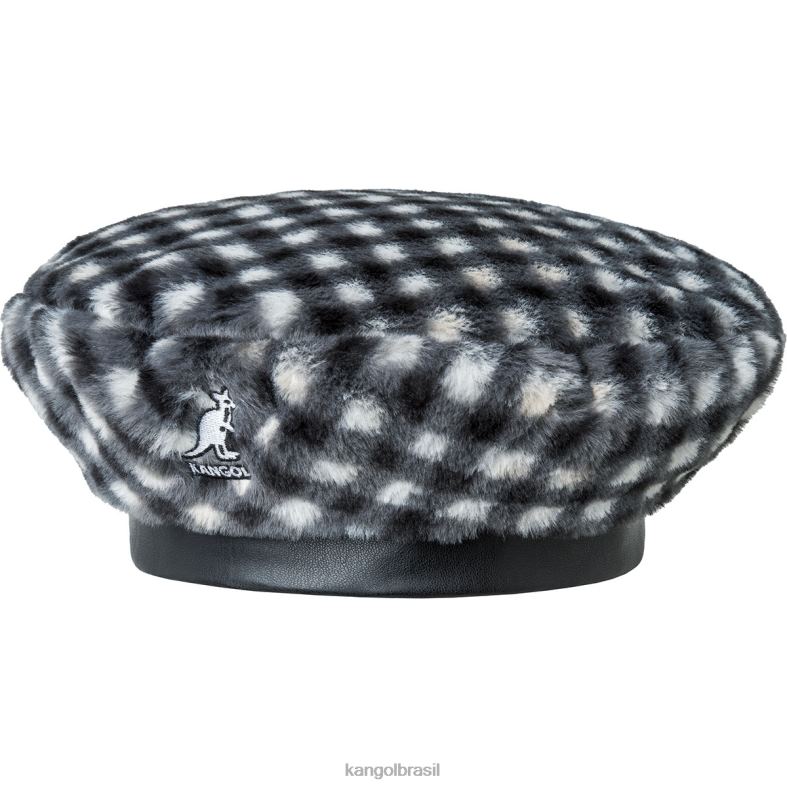 chapelaria | Kangol unissex guingão preto boina de pele falsa Z4880407