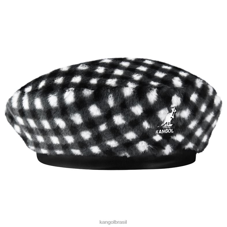 chapelaria | Kangol unissex guingão preto boina de pele falsa Z4880407