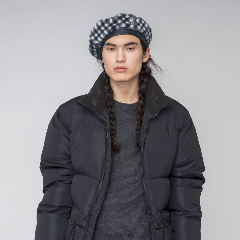 chapelaria | Kangol unissex guingão preto boina de pele falsa Z4880407