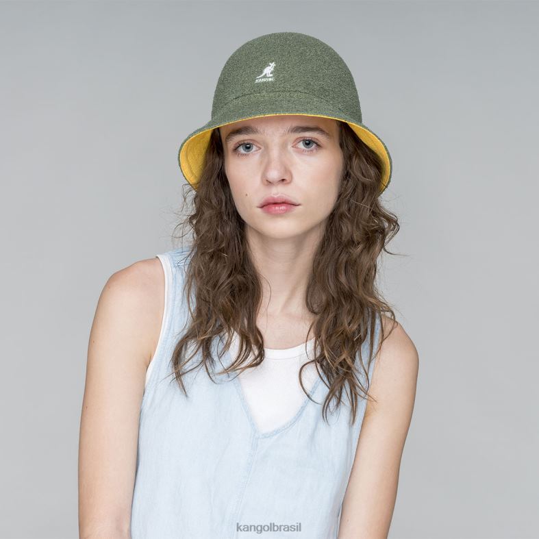 chapelaria | Kangol unissex óleo verde/damasco quente flip it reversível casual Z4880507
