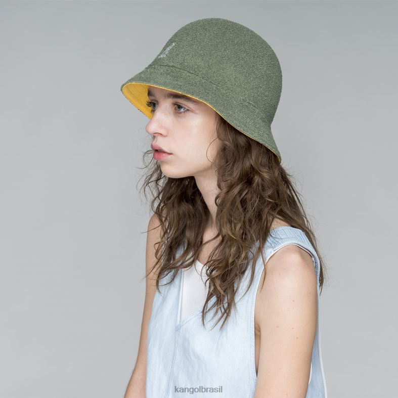 chapelaria | Kangol unissex óleo verde/damasco quente flip it reversível casual Z4880507