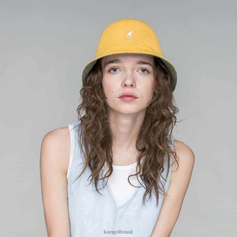 chapelaria | Kangol unissex óleo verde/damasco quente flip it reversível casual Z4880507