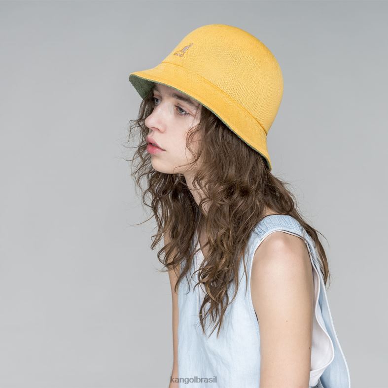 chapelaria | Kangol unissex óleo verde/damasco quente flip it reversível casual Z4880507