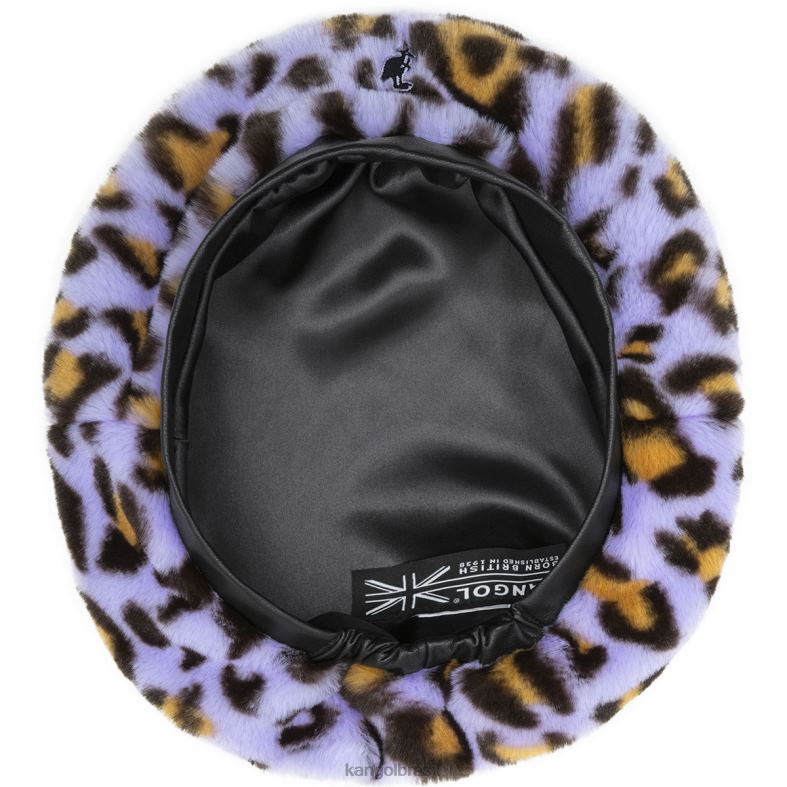 chapelaria | Kangol unissex leopardo lavanda boina de pele falsa Z4880406
