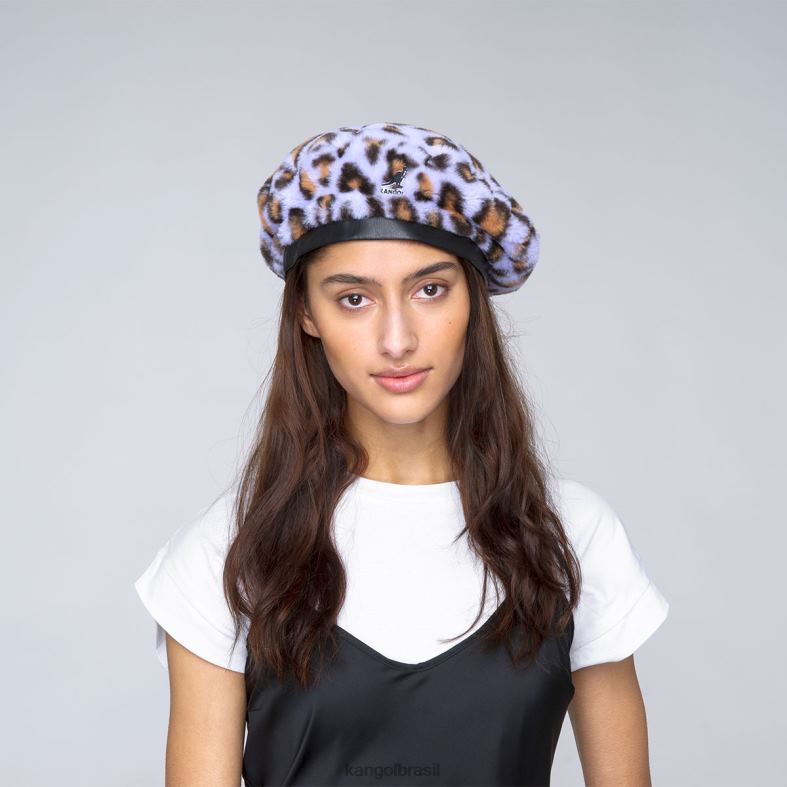 chapelaria | Kangol unissex leopardo lavanda boina de pele falsa Z4880406