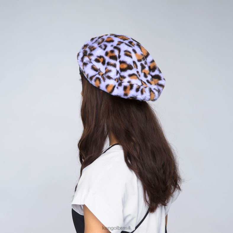 chapelaria | Kangol unissex leopardo lavanda boina de pele falsa Z4880406