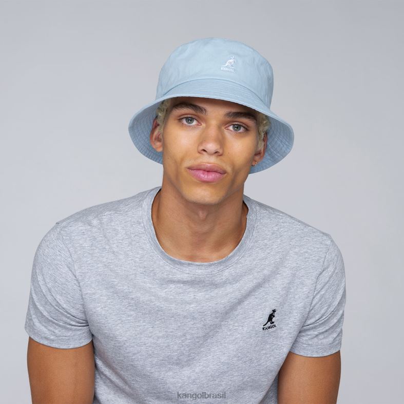 chapelaria | Kangol unissex matiz azul chapéu balde lavado Z4880584