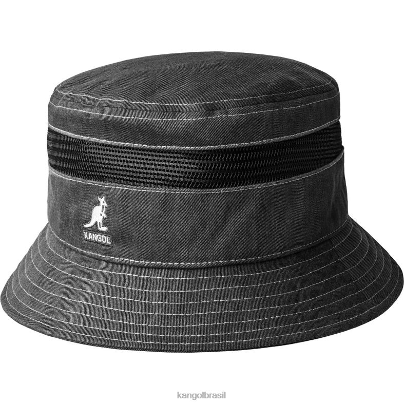 chapelaria | Kangol unissex preto balde de malha de algodão angustiado Z4880471