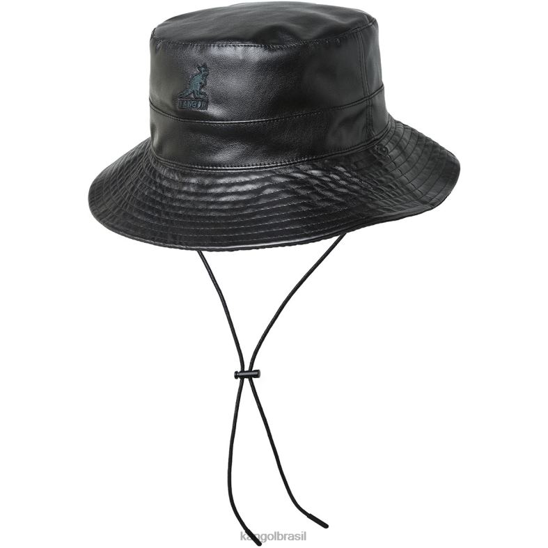 chapelaria | Kangol unissex preto balde reversível de couro sintético Z4880544