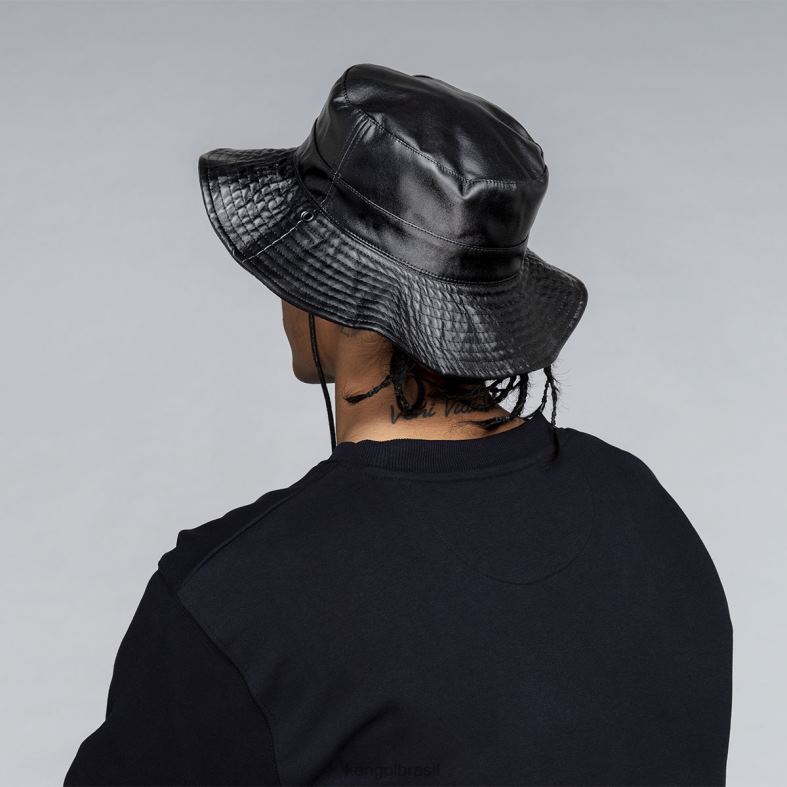chapelaria | Kangol unissex preto balde reversível de couro sintético Z4880544