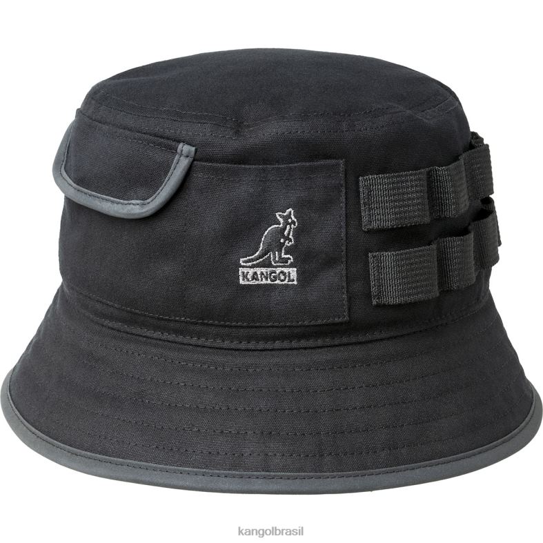 chapelaria | Kangol unissex preto balde utilitário encerado Z4880664