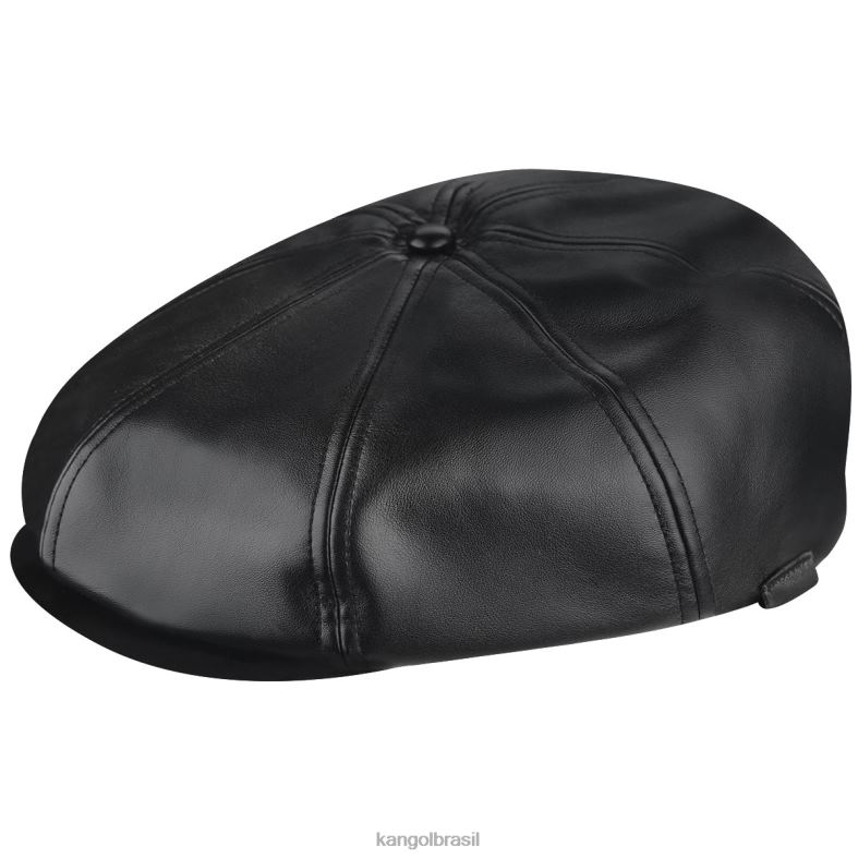 chapelaria | Kangol unissex preto boné de couro falso Z4880763