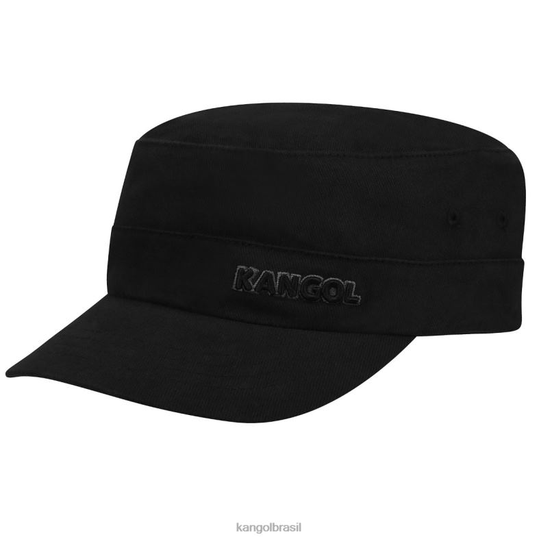chapelaria | Kangol unissex preto boné do exército de sarja de algodão Z4880259
