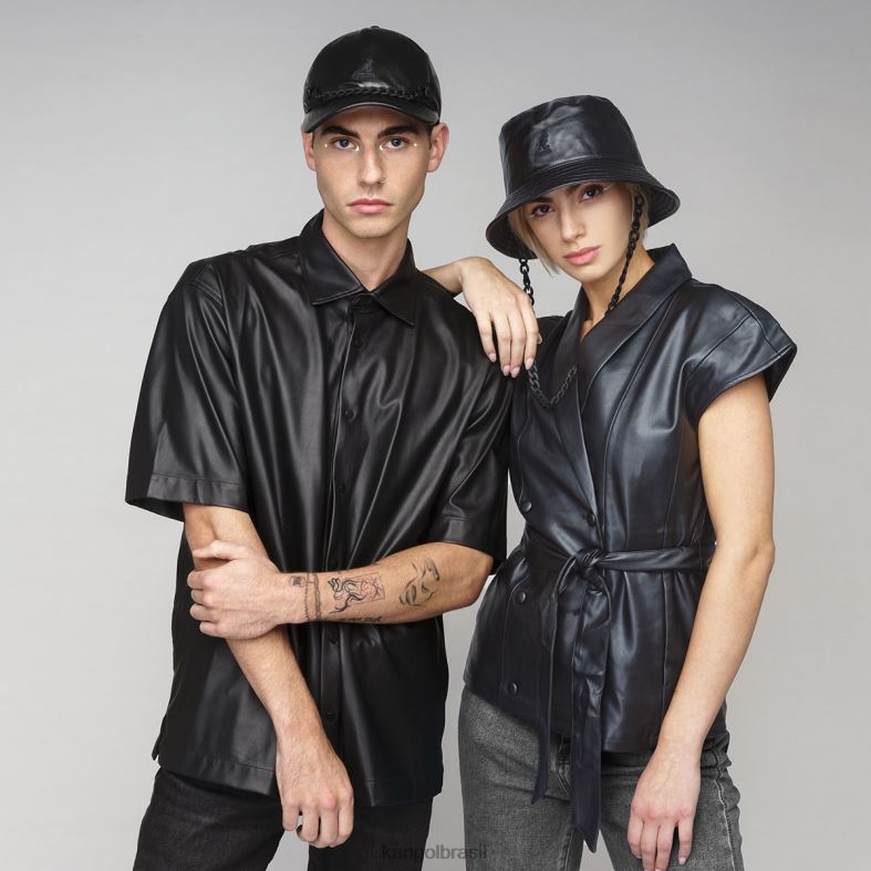 chapelaria | Kangol unissex preto cadeia de beisebol de couro sintético Z4880290