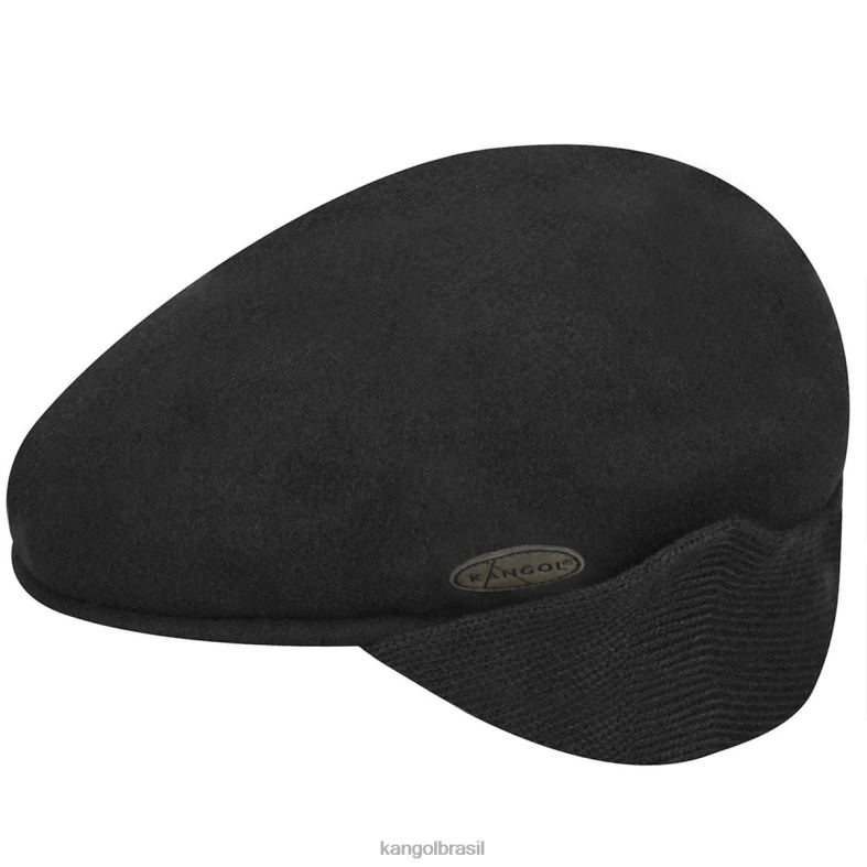 chapelaria | Kangol unissex preto protetor de orelha de lã 504 Z4880148
