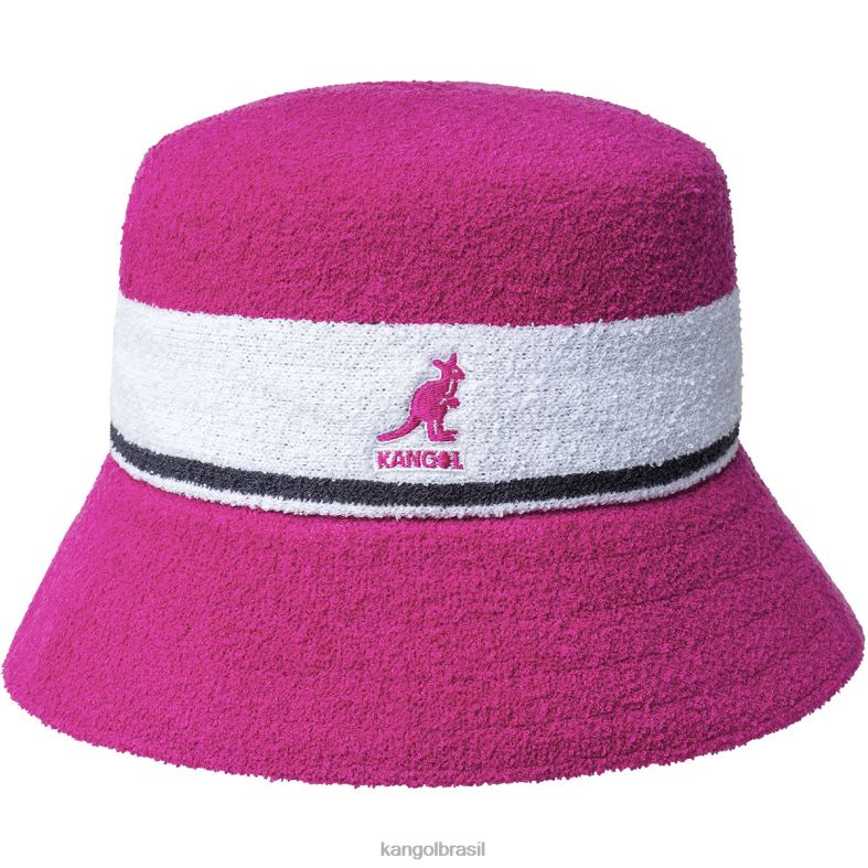 chapelaria | Kangol unissex rosa elétrico balde de listras bermudas Z4880646