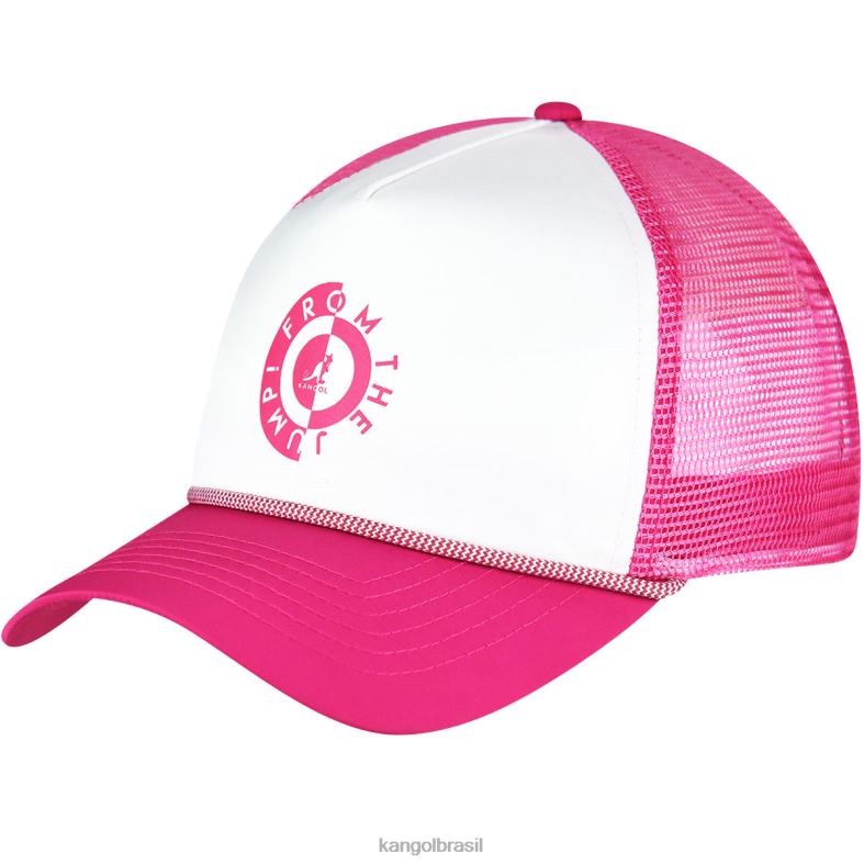 chapelaria | Kangol unissex rosa elétrico/branco raver logo caminhoneiro Z4880282