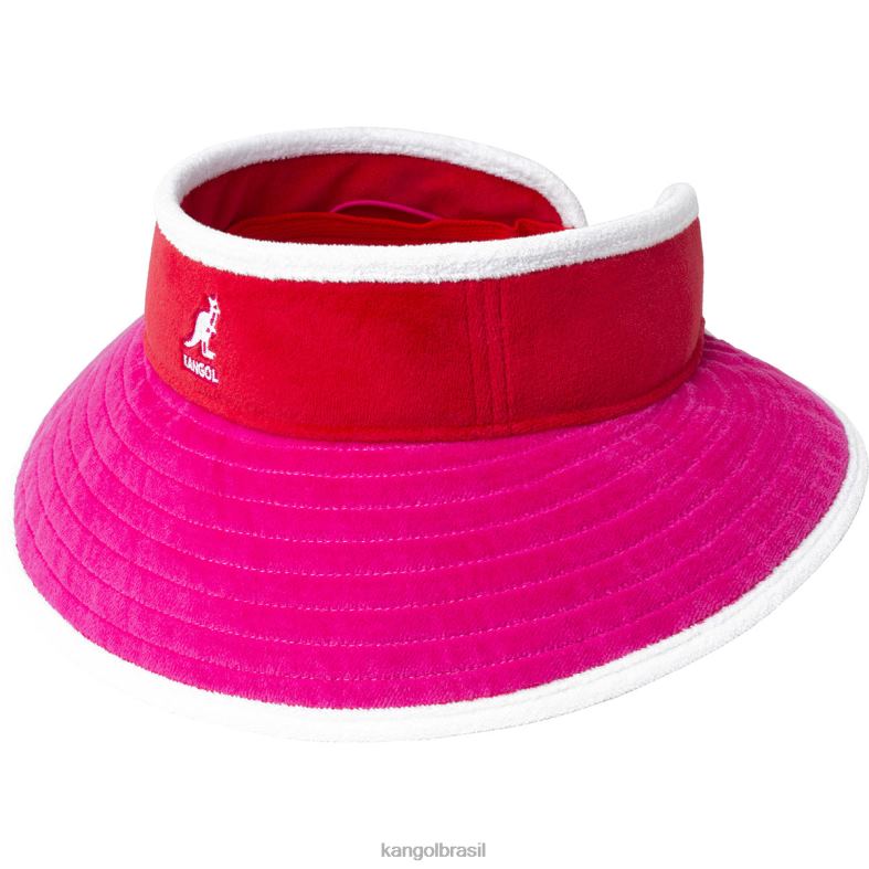 chapelaria | Kangol unissex rosa elétrico/brilho cereja viseira lateral de praia Z4880911