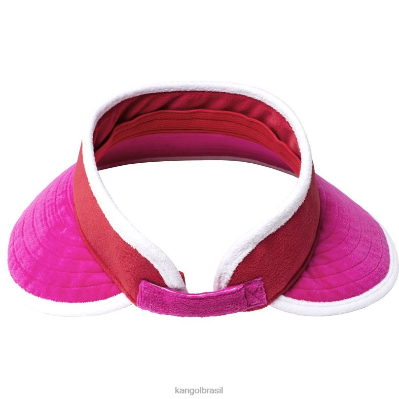 chapelaria | Kangol unissex rosa elétrico/brilho cereja viseira lateral de praia Z4880911