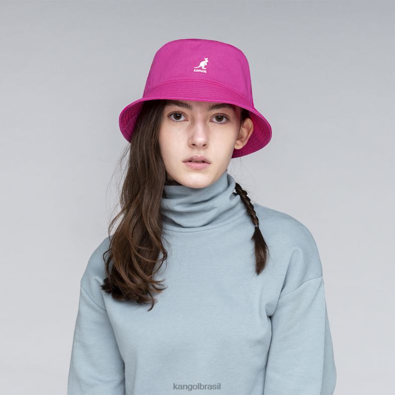 chapelaria | Kangol unissex rosa elétrico chapéu balde lavado Z4880587