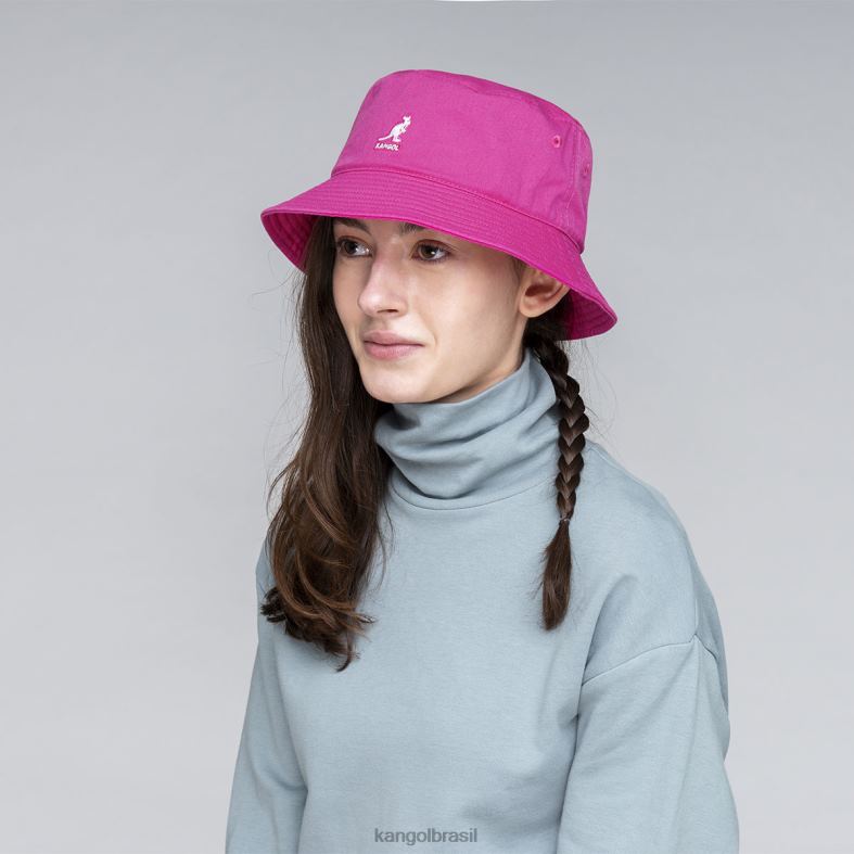 chapelaria | Kangol unissex rosa elétrico chapéu balde lavado Z4880587