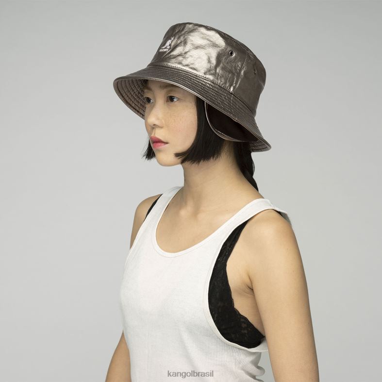 chapelaria | Kangol unissex ruga de bronze balde do futuro com protetores de orelha Z4880688