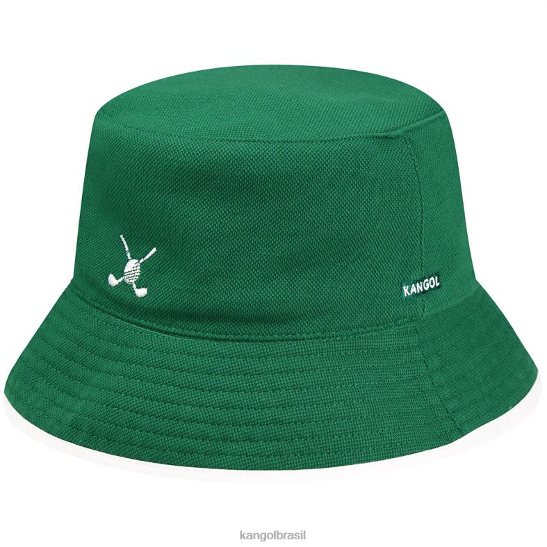 chapelaria | Kangol unissex verde branco balde reversível de golfe Z4880468