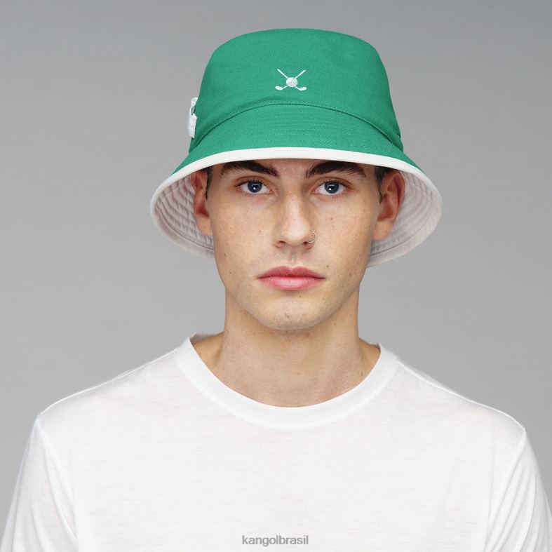 chapelaria | Kangol unissex verde branco balde reversível de golfe Z4880468