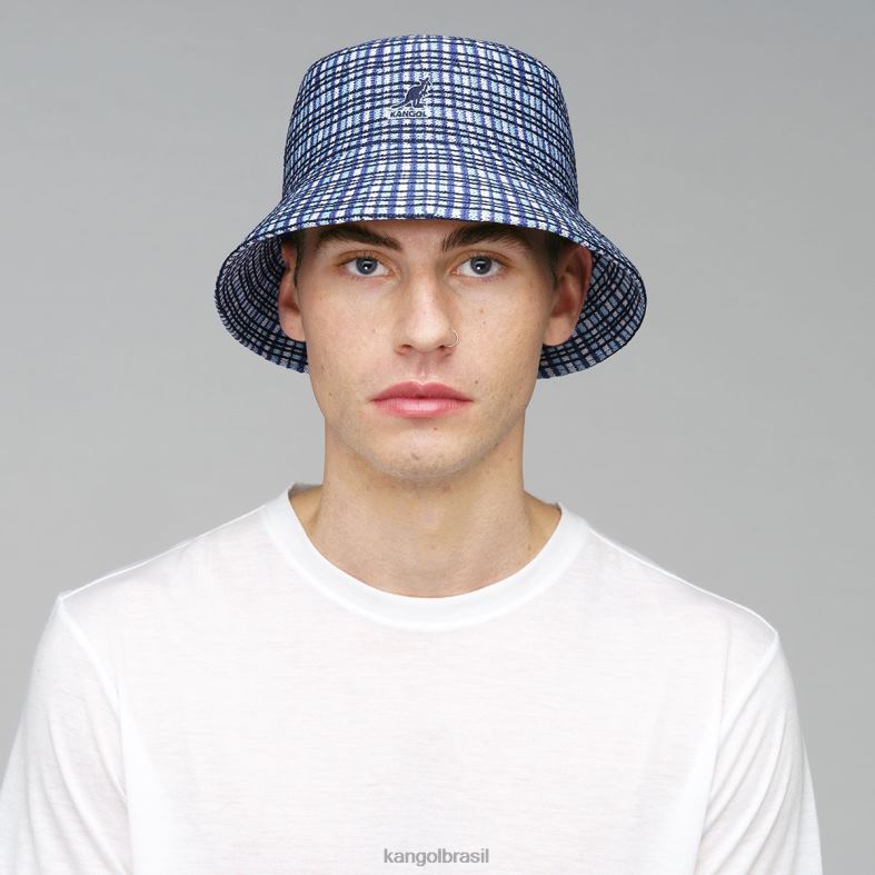 chapelaria | Kangol unissex xadrez azul balde xadrez preparatório Z4880481