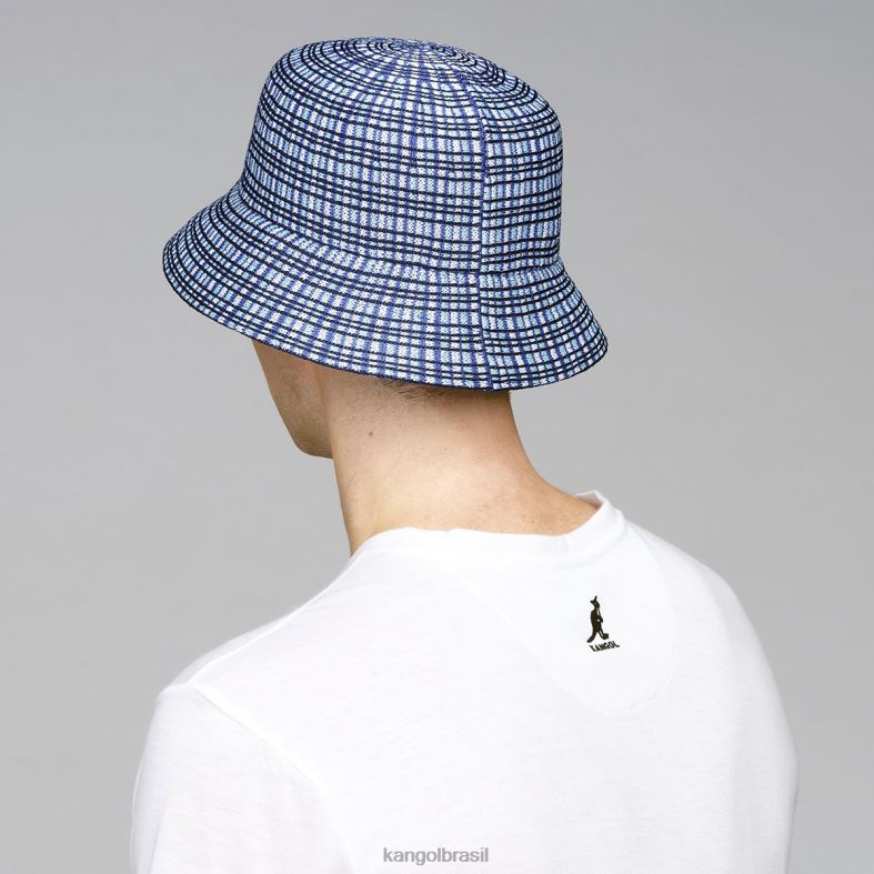 chapelaria | Kangol unissex xadrez azul balde xadrez preparatório Z4880481