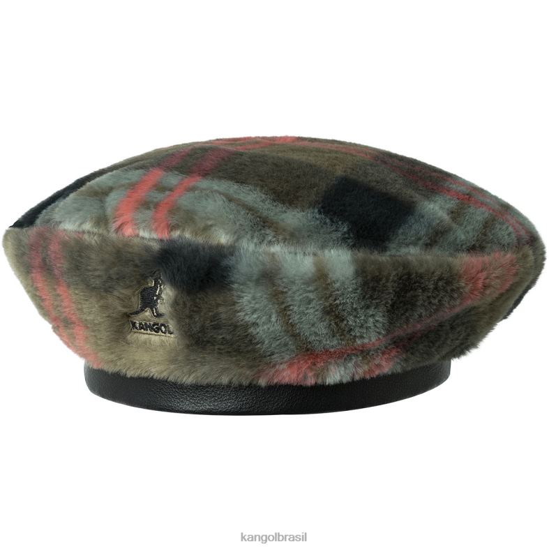 chapelaria | Kangol unissex xadrez taupe boina de pele falsa Z4880405