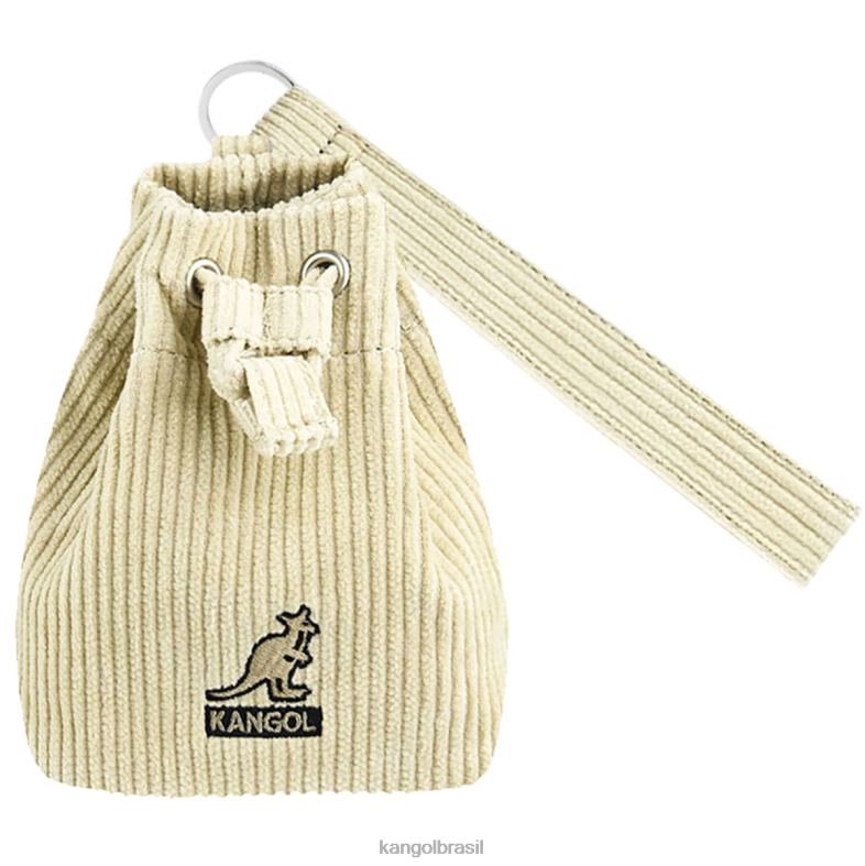 acessórios | Kangol unissex bege mini bolsa bucket chaveiro de veludo cotelê Z48801245