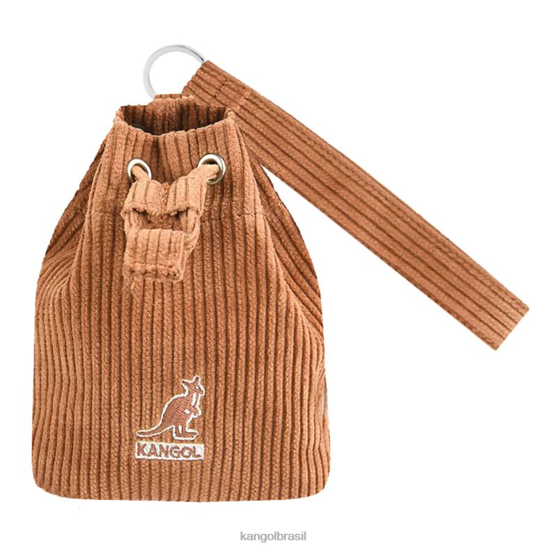 acessórios | Kangol unissex marrom mini bolsa bucket chaveiro de veludo cotelê Z48801246