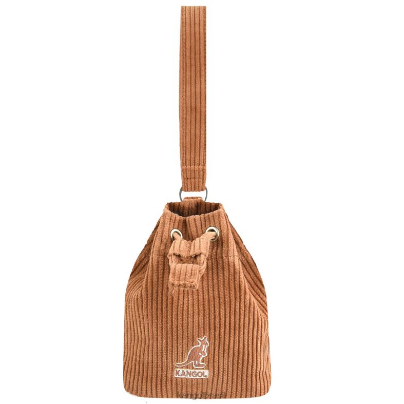 acessórios | Kangol unissex marrom mini bolsa bucket chaveiro de veludo cotelê Z48801246